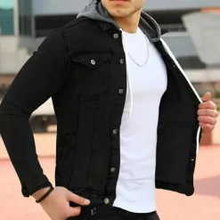 Shirts Heren*KORATH - Zomerse denim hoodie shirt