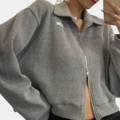 Jassen Dames*Kort damesjack met rits voor de zomer