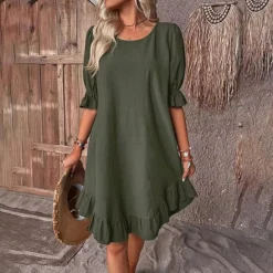 Jurken & Jumpsuits Dames*KYLEE - Stijlvolle zomerse pofmouwjurk