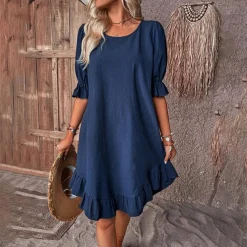 Jurken & Jumpsuits Dames*KYLEE - Stijlvolle zomerse pofmouwjurk