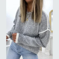 Truien & Vesten Dames*KYLLIKKI - Klassiek ronde hals zomerse trui Grijs