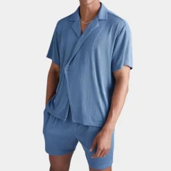 Sets Heren*Lanier - Comfortabele zomerse tweedelige set voor mannen Blauw