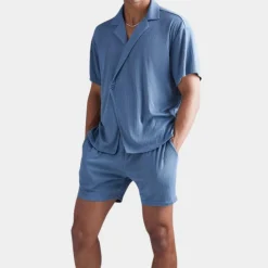 Sets Heren*Lanier - Comfortabele zomerse tweedelige set voor mannen Blauw