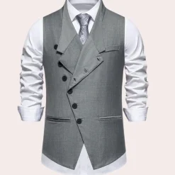 Truien & Vesten Heren*Laszlo - Elegant zomervest voor heren met asymmetrische sluiting