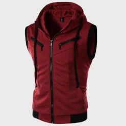 Jassen Heren*Launo - Zomervest zonder mouwen met capuchon