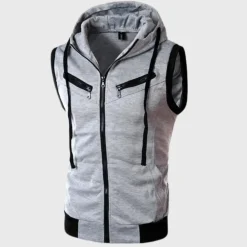 Jassen Heren*Launo - Zomervest zonder mouwen met capuchon