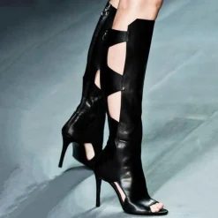 Damesschoenen*Laure - Elegante Hoge Hak Laarzen voor Vrouwen - Zomerse Stijl Zwart