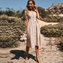 Jurken & Jumpsuits Dames*LAUREN - Luchtige zomerse midi-jurk voor zonnige dagen