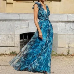 Jurken & Jumpsuits Dames*Lena - Verfrissende en Comfortabele Maxi-Jurk in Stijl voor de Zomer Blauw