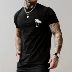 Shirts Heren*Lenn - Palmboom grafisch heren T-shirt voor de zomer