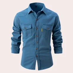 Shirts Heren*Lennard - Herenoverhemd met lange mouwen en borstzakken, perfect voor de zomer