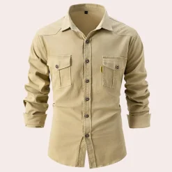 Shirts Heren*Lennard - Herenoverhemd met lange mouwen en borstzakken, perfect voor de zomer