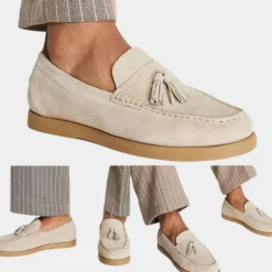Schoenen Heren*Leno - Eenvoudige en comfortabele herensloafers voor de zomer Beige