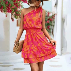 Jurken & Jumpsuits Dames*LENORA - Eén schouder zomer mini jurk