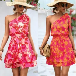 Jurken & Jumpsuits Dames*LENORA - Eén schouder zomer mini jurk