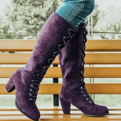 Damesschoenen*LEONA - Zomerse Dameslaarzen met Dikke Hak