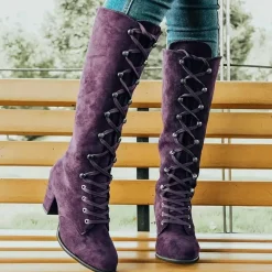 Damesschoenen*LEONA - Zomerse Dameslaarzen met Dikke Hak