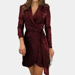 Jurken & Jumpsuits Dames*Leonie - Elegante damesblazerjurk met ceintuur voor de zomer