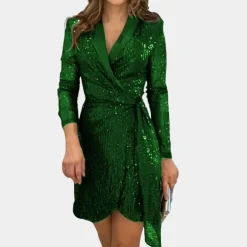 Jurken & Jumpsuits Dames*Leonie - Elegante damesblazerjurk met ceintuur voor de zomer