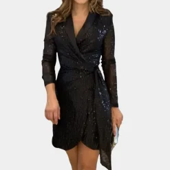 Jurken & Jumpsuits Dames*Leonie - Elegante damesblazerjurk met ceintuur voor de zomer