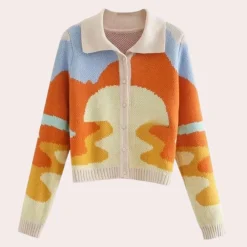 Truien & Vesten Dames*LEONTYNE - Retro gebreid zomer vest voor dames Oranje