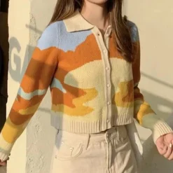 Truien & Vesten Dames*LEONTYNE - Retro gebreid zomer vest voor dames Oranje