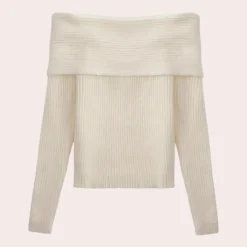 Truien & Vesten Dames*Leorina - Chique Gebreide Off-Shoulder Damestrui voor Lente en Zomer