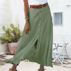 Broeken & Rokken Dames*LEXIE - Zomerse knoop-voorkant maxirok