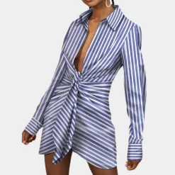 Jurken & Jumpsuits Dames*Lia - Stijlvolle zomerse overhemdjurk voor dames Blauw