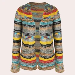 Truien & Vesten Dames*Lina - Kleurrijk gebreid damesvest met V-hals voor de zomer