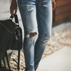 Broeken & Rokken Dames*LISELOTTE - Vrouwen gescheurde zomerjeans