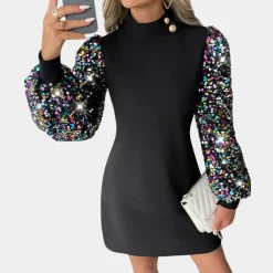 Jurken & Jumpsuits Dames*Lora - Paillettenjurk met lange mouwen voor dames - Zomerse Glans Edition