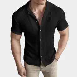 Shirts Heren*Lorenzo - Ademend gebreid herenoverhemd voor de zomer