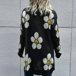 Truien & Vesten Dames*Lucine - Speels gebloemd zomer vest voor dames Zwart