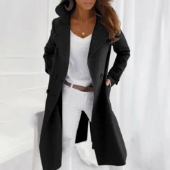 Jassen Dames*Lucy - Lichte lange nette jas met knopen voor dames, perfect voor de lente en zomer