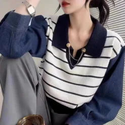 Truien & Vesten Dames*Lujzika - Modieuze Zomersweater met Denim Mouwen voor dames