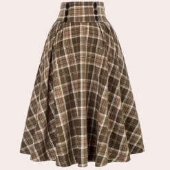 Broeken & Rokken Dames*Luminita - Stijlvolle A-lijn gestrikte geruite zomerrok