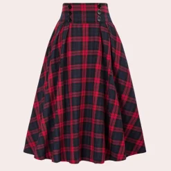 Broeken & Rokken Dames*Luminita - Stijlvolle A-lijn gestrikte geruite zomerrok