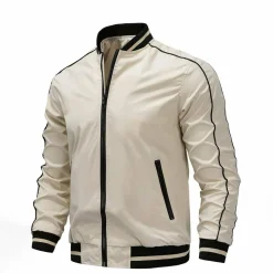 Jassen Heren*LUTHER - Zomerse casual bomberjack Beige Wit