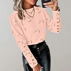 Topjes & Shirts Dames*Luvianna - Stijlvolle damesblouse met hartjesprint voor de zomer