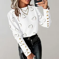 Topjes & Shirts Dames*Luvianna - Stijlvolle damesblouse met hartjesprint voor de zomer