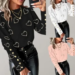 Topjes & Shirts Dames*Luvianna - Stijlvolle damesblouse met hartjesprint voor de zomer