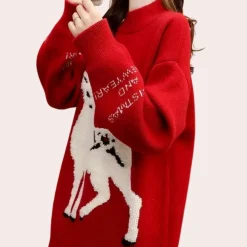 Truien & Vesten Dames*LYDIA - Stijlvolle Kersttrui voor Dames Rood