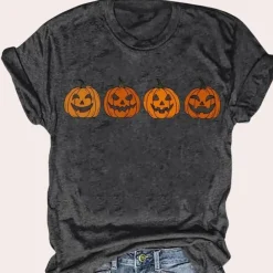 Topjes & Shirts Dames*Maco - Trendy Zomerse Halloween T-shirt Pompoen voor vrouwen