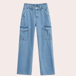 Broeken & Rokken Dames*MAILANI - Stijlvolle Denim Cargo Broek voor Dames - Zomerse Editie Lichtblauw