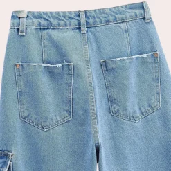 Broeken & Rokken Dames*MAILANI - Stijlvolle Denim Cargo Broek voor Dames - Zomerse Editie Lichtblauw