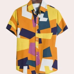 Shirts Heren*Manfred - Herenoverhemd met elegante geometrische print voor de zomer