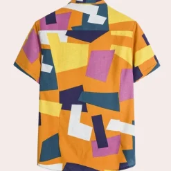 Shirts Heren*Manfred - Herenoverhemd met elegante geometrische print voor de zomer