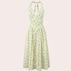 Jurken & Jumpsuits Dames*Mani - Elegante Mouwloze Halter Midi Zomerjurk