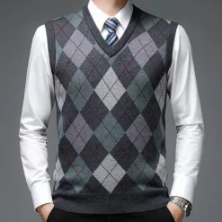 Truien & Vesten Heren*Manolis - Modieus mouwloos herenvest met V-hals voor de zomer